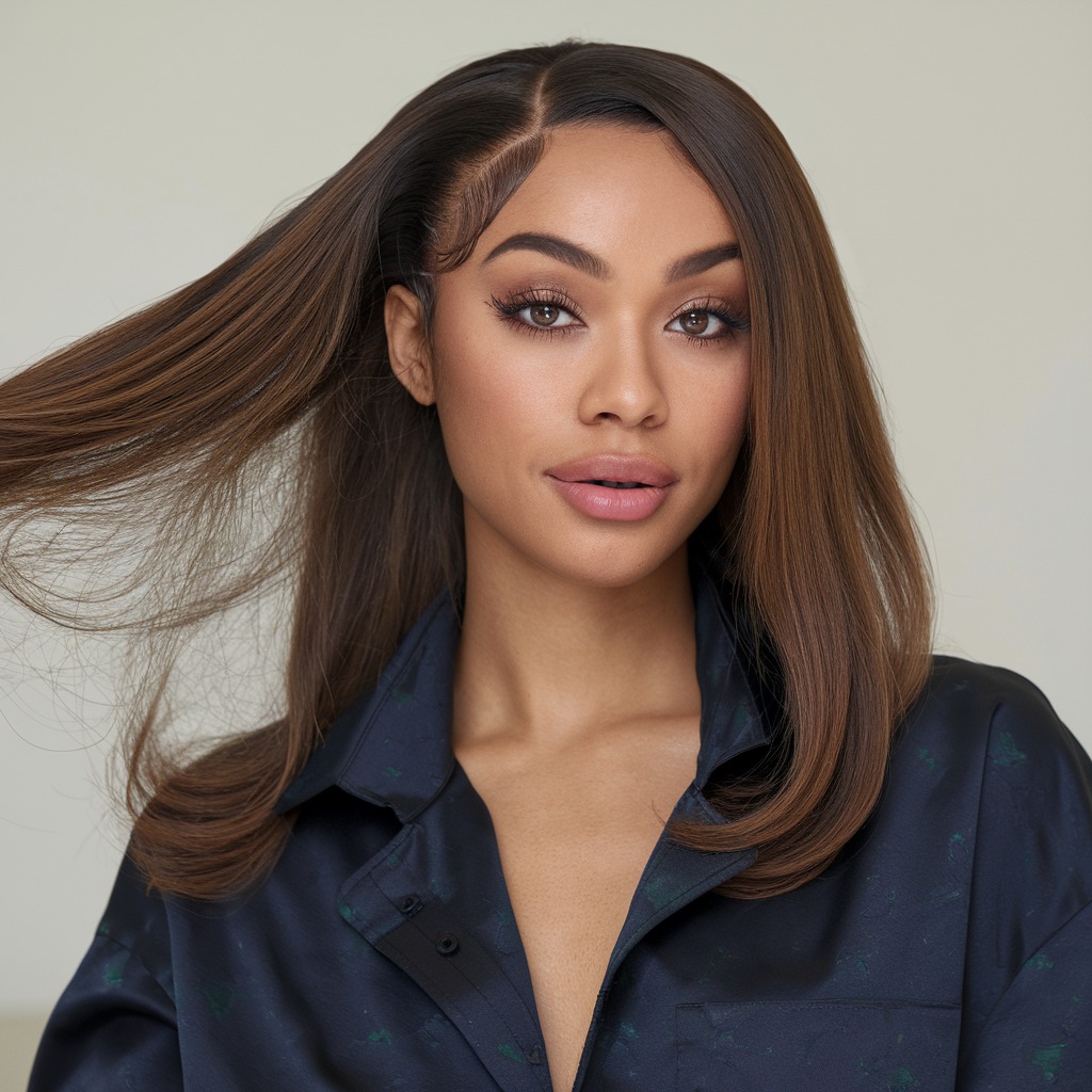 Blowout con Raya Lateral para Extra Volumen