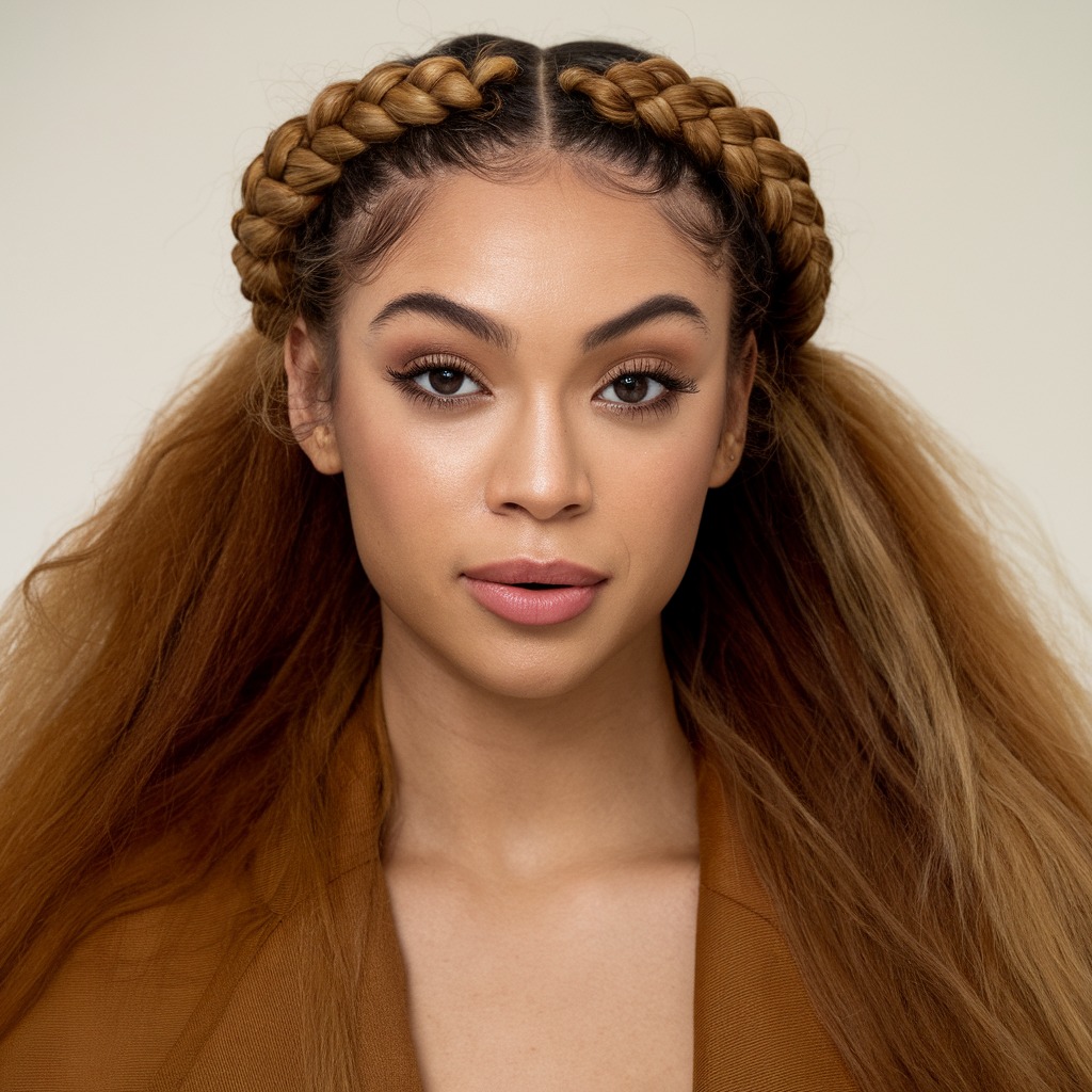 Trenza de Corona con Textura de Blowout