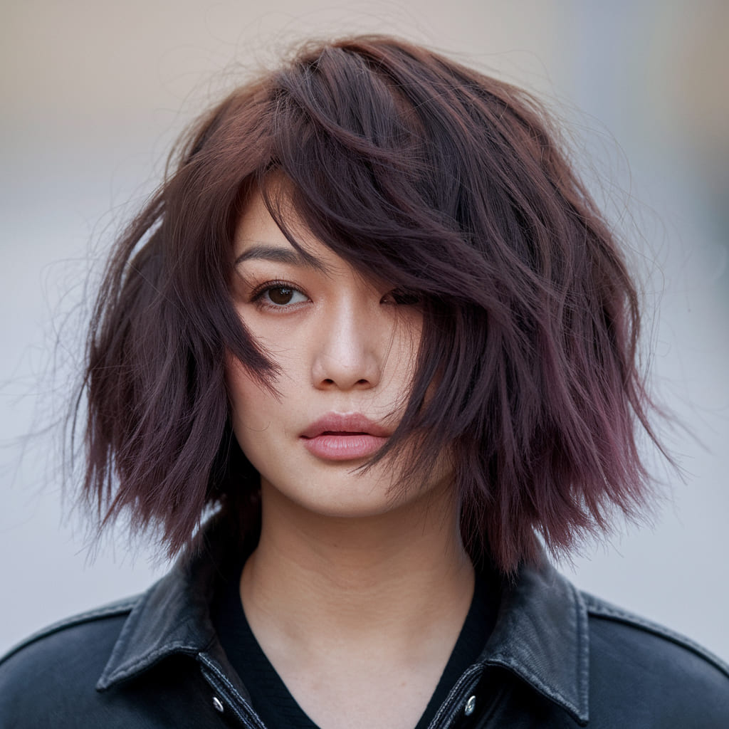 Corte con Balayage Ciruela Oscuro