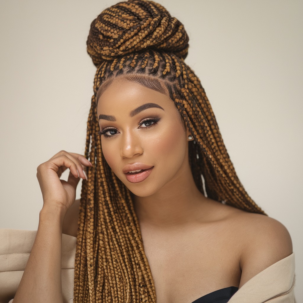 Trenzas Fulani con Moño