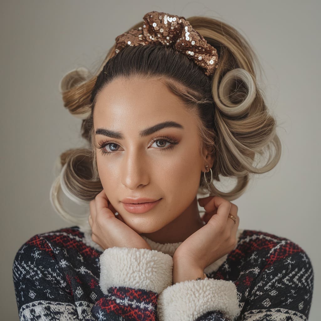 Rizos de Alto Volumen con Scrunchie de Lentejuelas