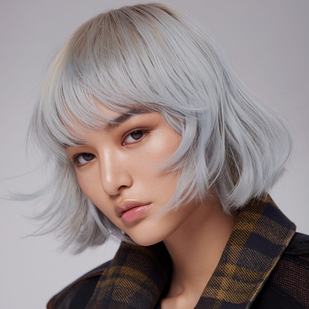 Corte con Balayage Plateado Helado