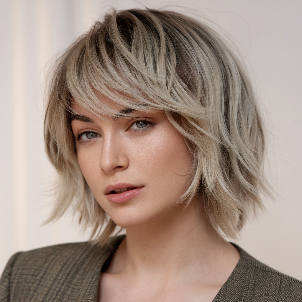 Corte Mariposa en Capas con Mechas que Enmarcan el Rostro