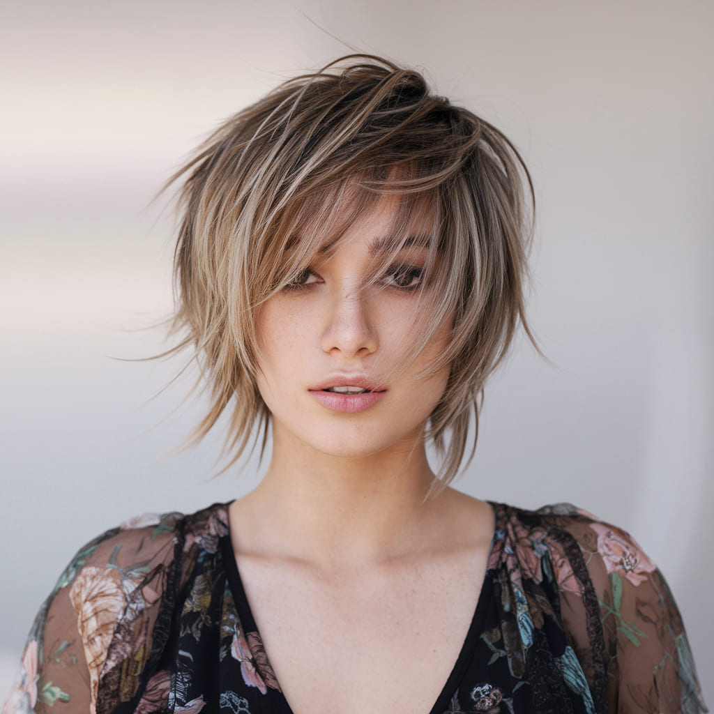 Pixie en Capas con Flequillo Largo Despuntado