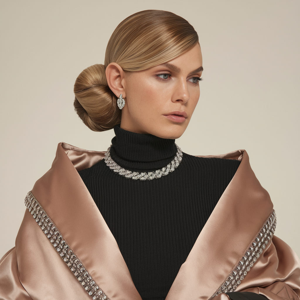 Moño Bajo con Raya Lateral Elegante