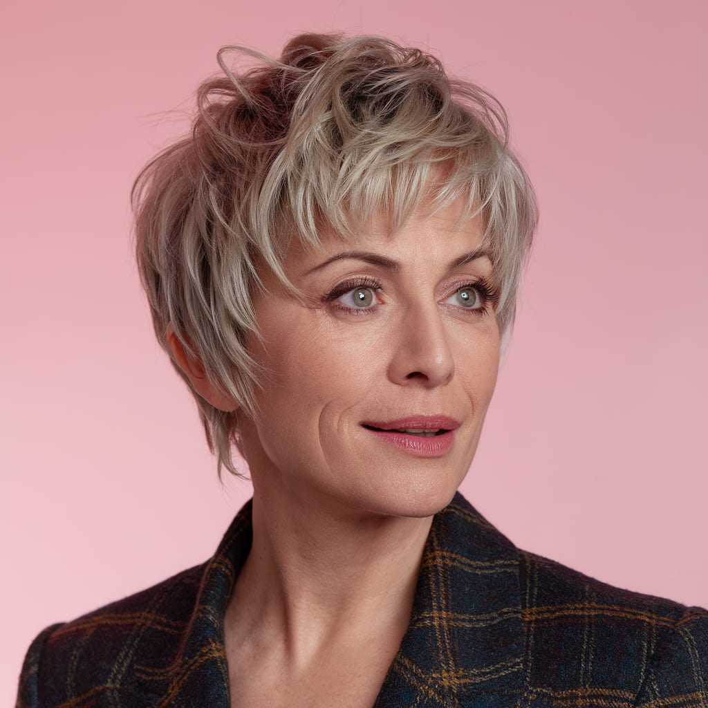 Pixie Despeinado con Capas Cortas