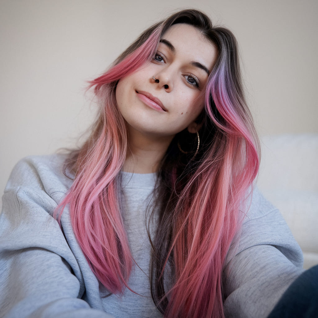 Mechas Rosas y Púrpuras