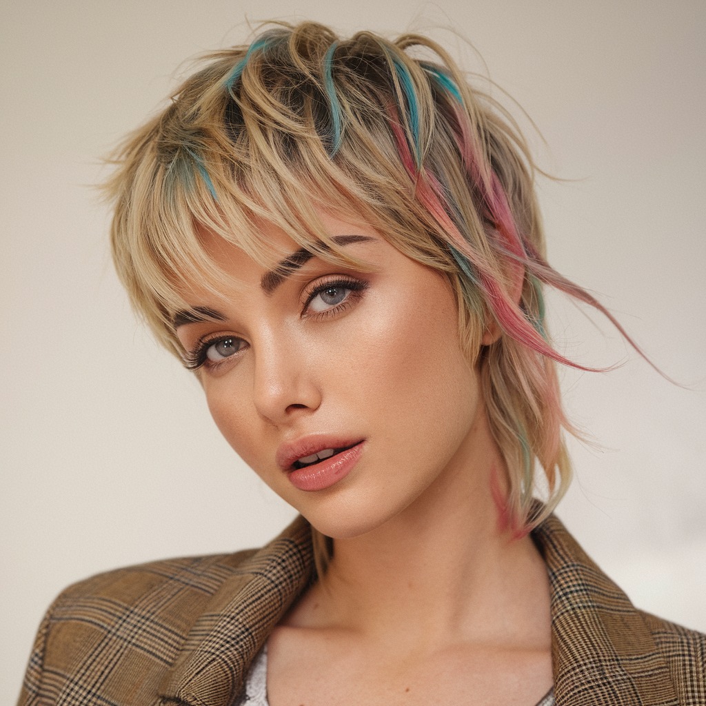 Pixie Wolf con Extensiones Coloridas