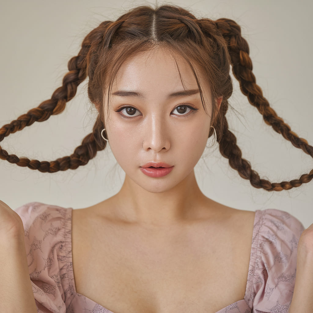 Trenzas de coletas juguetonas y lindas