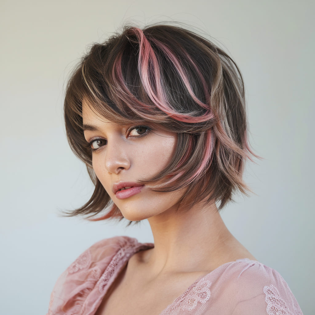 Corte en Capas Cortas con Mechas Ocultas