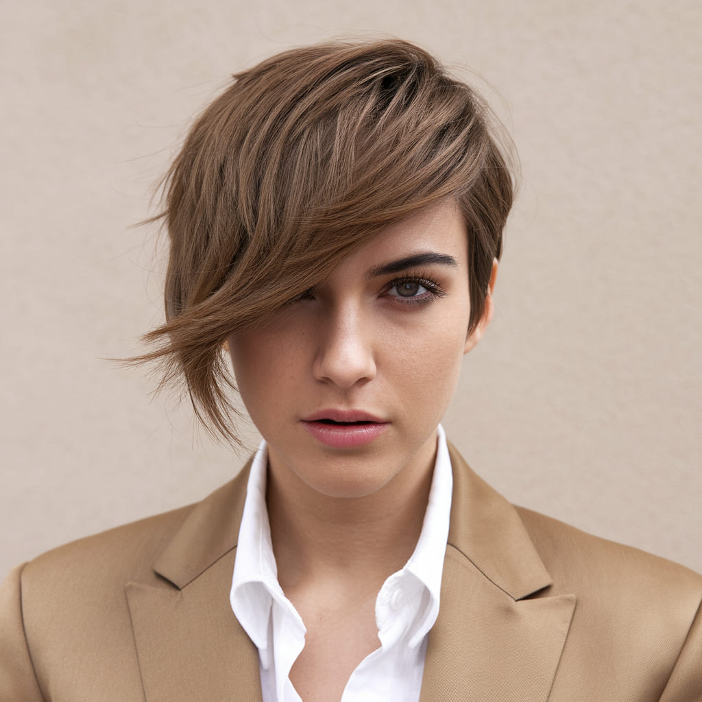 Corte Pixie Barrido de Lado