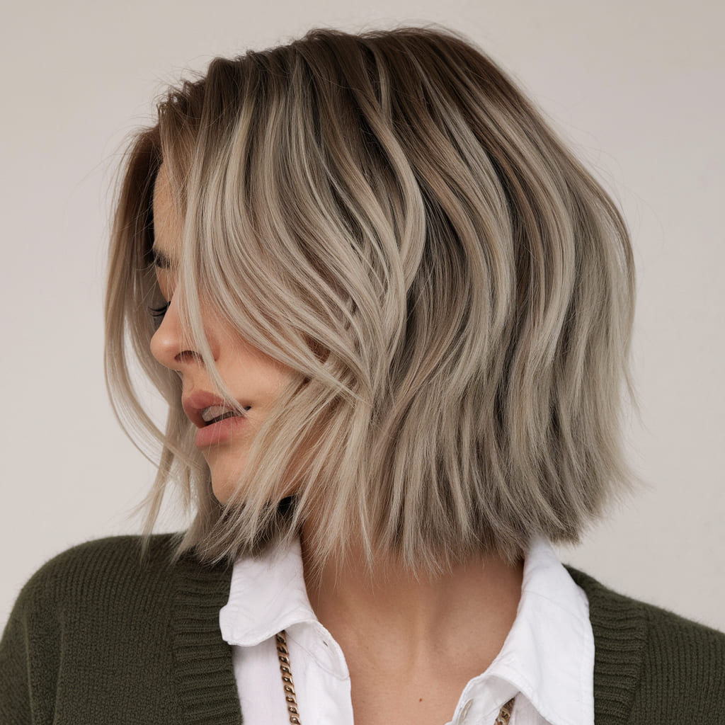 Corte Wolf con Balayage en Capas Elegantes