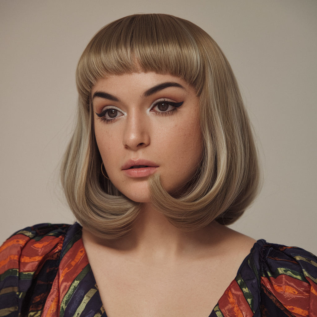 Shag Liso con Flequillo Corto y Audaz