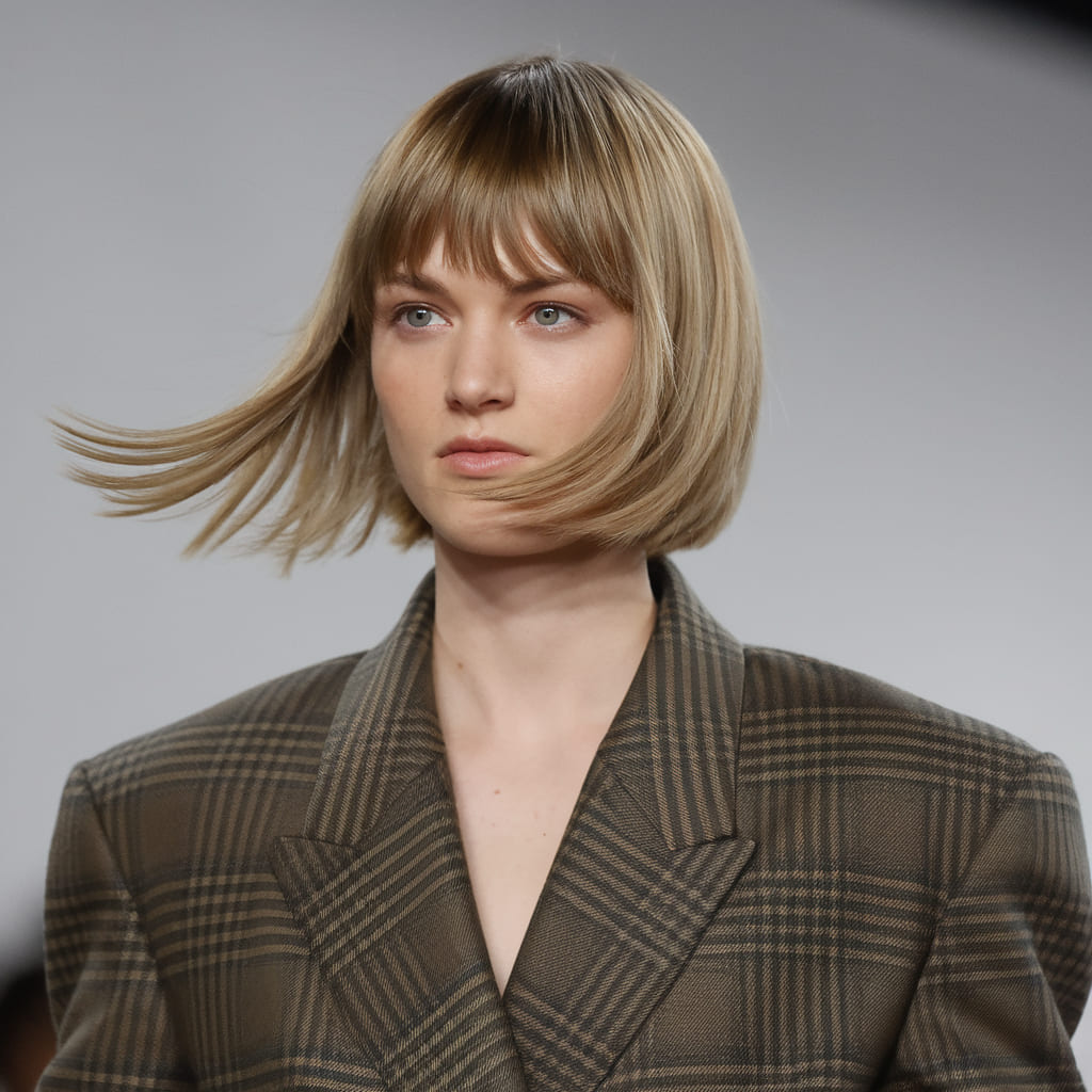 Shag Liso con Flequillo Largo Barrido