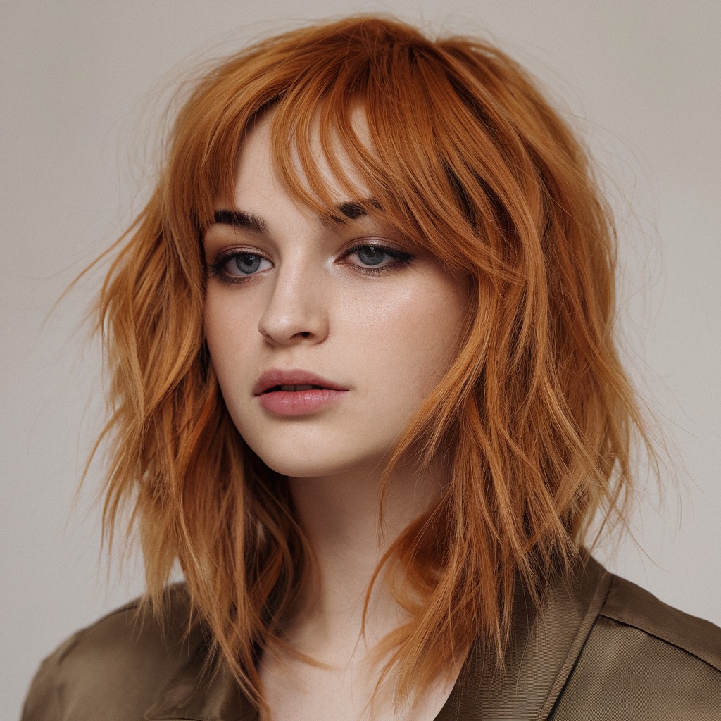 Corte de Lobo Jengibre con Ombre Sutil